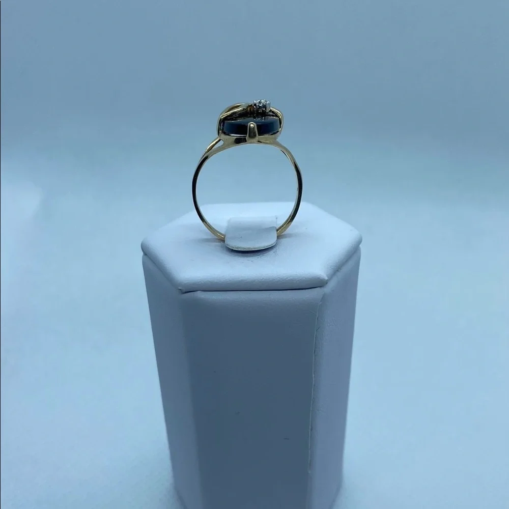 10k gold onyx ring with diamond accent